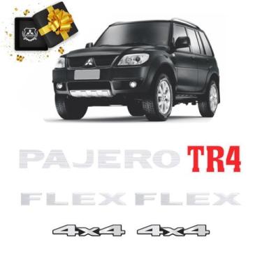 Imagem de Kit Emblemas Pajero Tr4 Flex 4x4 Cinza Adesivos Resinados - SPORTINOX