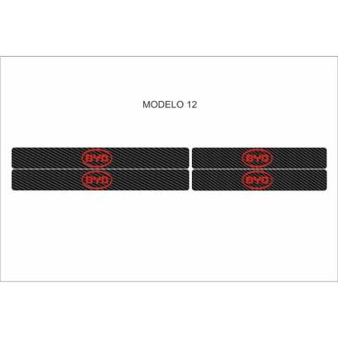 Imagem de Soleira Automotiva para Portas Dianteiras e Traseiras Universal Fibra de Carbono Anti R...