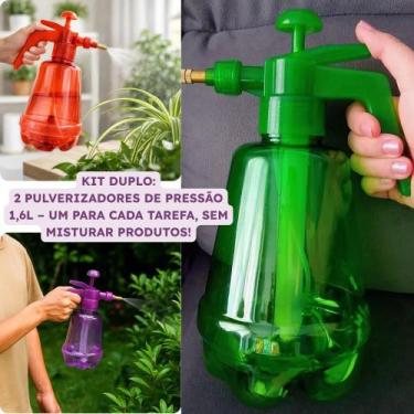 Imagem de Kit 2 Borrifador Pulverizador Pressão Jardinagem Jardim Limpeza Domést