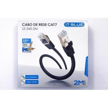 Imagem de Cabo De Rede Cat7 2m 10gbps Rj45 Cobre Puro Blindado - IT-BLUE