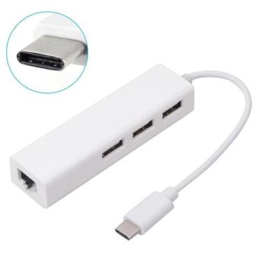 Imagem de Cabo Adaptador Hub Usb 3 Portas 2.0 e RJ45 Para Tipo C LE-5575 - IT-BL