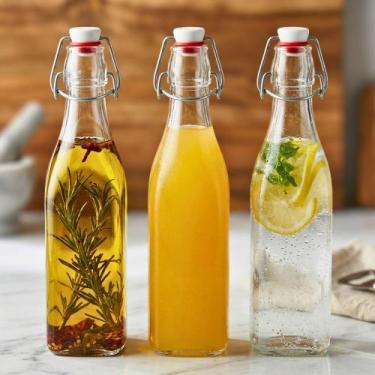 Imagem de Jogo Garrafa Hermética 500ml 3pçs Bormioli Rocco Swing Vidro Italiano 