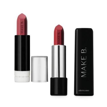 Imagem de Combo Make B.: Batom Cremoso Nude Malva 3,6g + Refil Batom Mate Rosa R