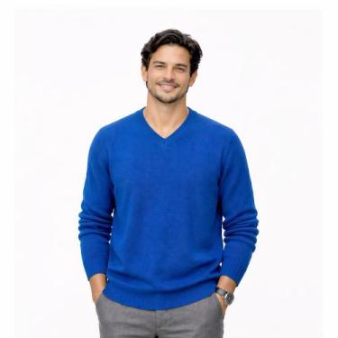 Imagem de Blusa Suéter Masculino Em Tricot Frio Casaco Grosso - KantyLan, Azul r