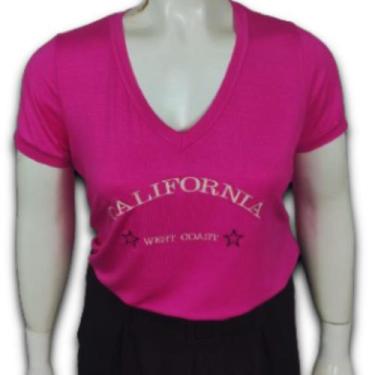 Imagem de Blusa Feminina Gola V e Estampa Bordado a Maquina Califórnia Plus Size