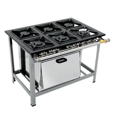 Imagem de Fogao Industrial 6B M-19 M/m Super Luxo 40X40 Perfil 6,5 C/forno - Met
