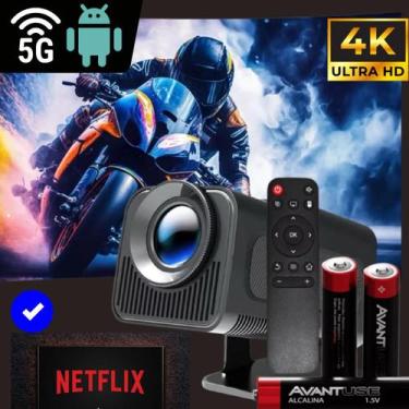 Imagem de Projetor Data Show HY320 Android WiFi HDMI USB 4K Full HD Bluetooth Es