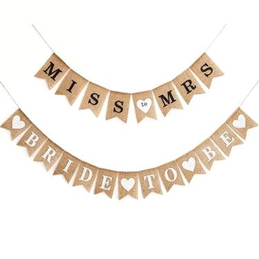 Imagem de 2 peças de banner de estopa para noiva, para noiva, banner rústico, para decoração de festas