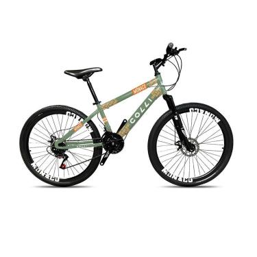 Imagem de Bicicleta Monaco Mountain Bike Aro 26 Quadro Aço 21 Marchas Verde Militar Colli Bike