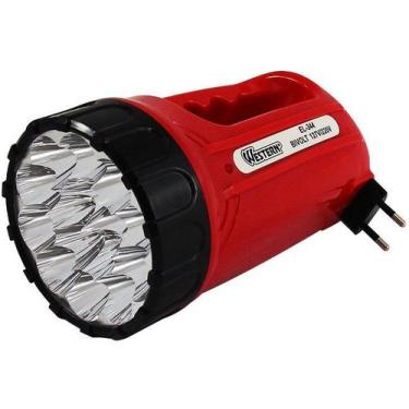 Imagem de Lanterna Recarregavel Western 15 Led Com Alca El-344, Vermelho e Preto