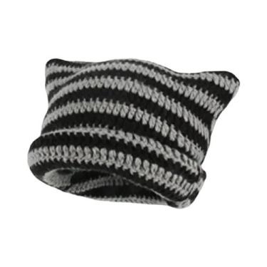 Imagem de Gorros De Inverno Para Mulheres Com Orelhas De Gato Listradas, Estilo 