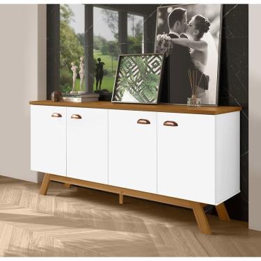 Imagem de Buffet Atlanta 4 Portas MDF-MDP 163,5CM Branco e Nature Tebarrot Móveis