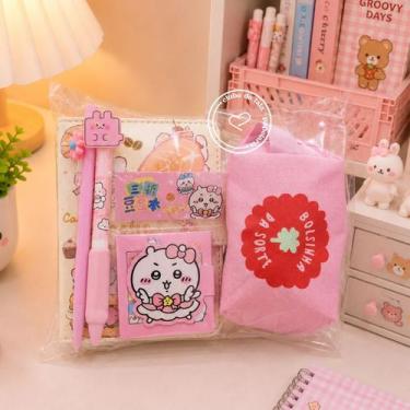 Imagem de Kit Minhas Coisinhas  Papelaria Fofa Cor:Rosa - Clube da Lala, Rosa