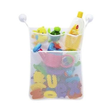Imagem de Bolsa De Armazenamento Para Brinquedos De Banho Brancos Com Ventosas F