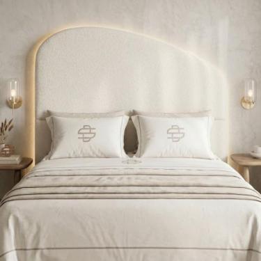 Imagem de Cabeceira Cama Box King Colli 195cm Estofada Orgânica Moderna Bouclê B