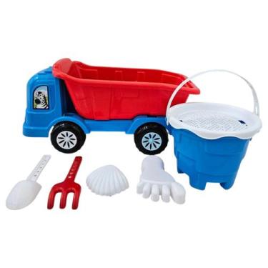 Imagem de Kit Praia Infantil Caçamba E Balde Brinquedo De Areia - Rei Do Balde, 