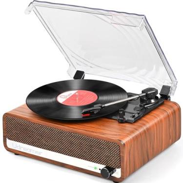 Imagem de Tocador de Discos de Vinil Udreamer 3 Velocidades Bluetooth 5.3 Madeir