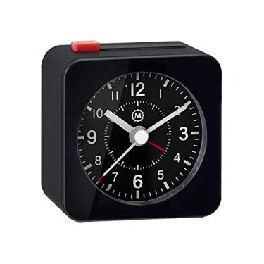 Imagem de Marathon Mini Travel Alarm Clock, Silent Sweep, No Ticking, Auto Back Light and Snooze Function - CL030065BK-BK2 (Preto/Preto)