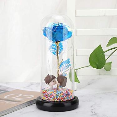 Imagem de rosa, lâmpada rosa de seda rosa rosa luz para aniversário de casamento para namorada no dia dos namorados para o dia das mães para a mãe para a esposa(azul)