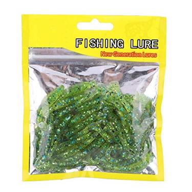 Imagem de Iscas de pesca de cauda encaracolada, 50 peças de iscas de pesca macias de 5 cm, isca de pesca de plástico T cauda larva iscas minhocas acessório de equipamento de peixe 9 cores (ciano)