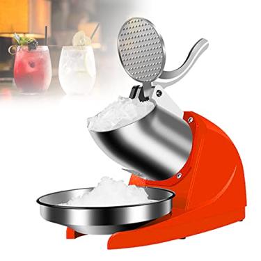 Imagem de Triturador de gelo portátil elétrico, máquina de barbear gelo elétrico 380w com 3 lâminas de aço inoxidável, espessura ajustável, triturador de cubo de gelo 1500r/min para preservação de alimentos, loja de gelo raspada (vermelho)