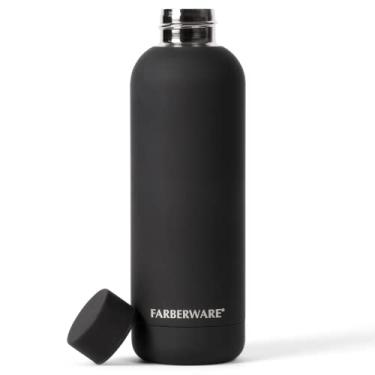 Imagem de Farberware Stainless Steel Water Bottle, 48 Hrs Cold, 12 Hrs Hot, Double Wall Insulated, Leakproof Sweat Free Design, Dishwasher Safe (16oz, Black)