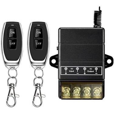 Imagem de VONVOFF Interruptor de controle remoto de 12 V, kit de interruptor remoto sem fio de relé de baixa tensão CC 12V/24V/48V/72V 30A com 100 metros de longo alcance para bomba, luzes, ventilador, motor
