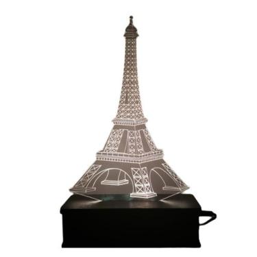 Imagem de Luminária Led, Torre Eiffel, Abajur 16 Cores+Controle França Paris - A