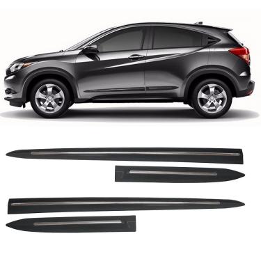 Imagem de Jogo Friso Lateral Honda HR-V 2016 2017 2018 2019 2020 2021 2022 Cinza Barium com Filete Cromado