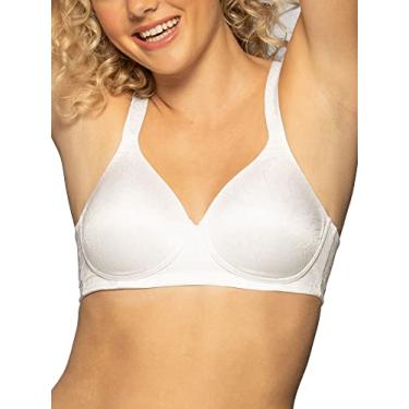 Imagem de Vanity Fair Sutiã feminino perfeito, cobertura total de brilho corporal, bojos levemente forrados até DD, Sem aro - Jacquard branco, 42C