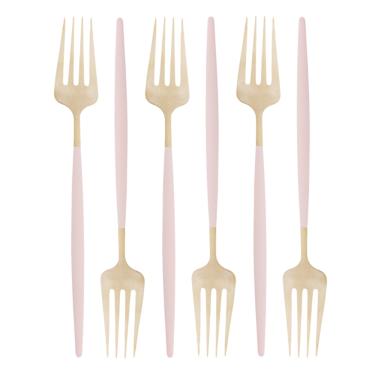Imagem de Conjunto 6 Garfos de Mesa Aço Inox Ópera Champanhe Rosa Lyor