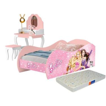 Cama Infantil Mini Cama Boneca Barbie Com Colchão em Promoção na