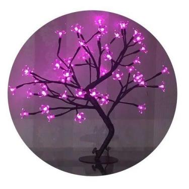 Imagem de Árvore Abajur Luminária Flor Cerejeira 48 Leds Bivolt Branco Rosa Rgb