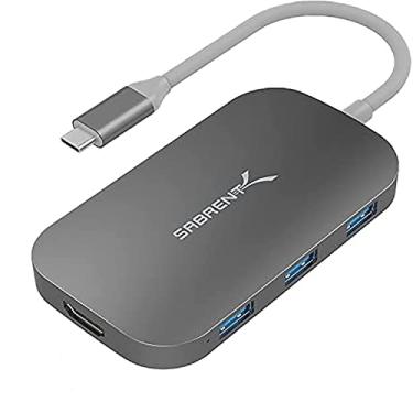 Imagem de Sabrent Hub USB Tipo-C 8 em 1 com saída HDMI (4K), porta PD tipo C, 3 portas USB 3.0, 1 porta USB 2.0, leitor multi-cartão SD/MicroSD [suporte 4K e fornecimento de energia] (DS-UHCR)