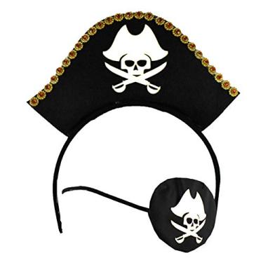 Imagem de Mini chapéu pirata preto com patch para os olhos combinando