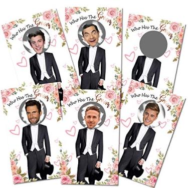 Imagem de Jogos florais de chá de noiva – Jogo Who Has The Groom – Jogo de cartas de celebridades Scratch Off – Jogos divertidos de despedida de solteira