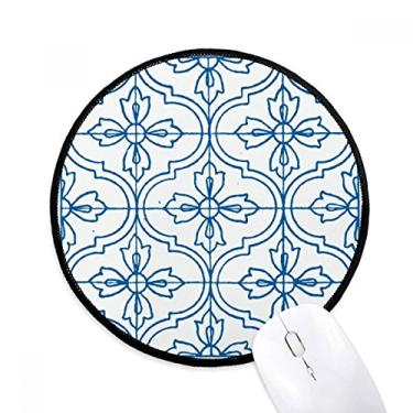 Imagem de Tapete de mouse azul Talavera decorativo ilustração padrão tapete redondo para computador