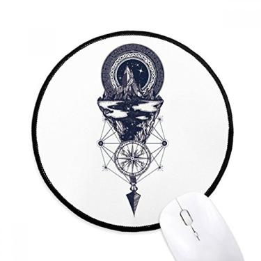 Imagem de Tapete de mouse Iceberg Compass Stars Art Pattern Desktop Office Round Mat para computador