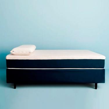Imagem de Cama Box Viúva com Colchão Mola Ensacada Guldi Firme e 2 Travesseiros Guldi Nasa Viscoelástico Azul e Branco