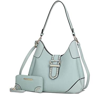 Imagem de MKF Collection Bolsas de ombro para mulheres, bolsa cruzada, bolsa transversal Hobo lateral e carteira carteira de carteira combinando, Juliette Seafoam
