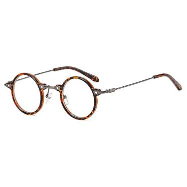 Imagem de Óculos de Sol Redondos Pequenos Masculino Feminino Óculos Retrô Steam Punk Óculos Gradiente Lente Transparente Óculos Vintage Driving Shades, Leopard transparente, tamanho único