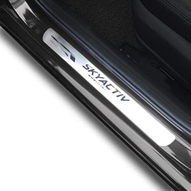 Imagem de GZBFTDH Proteção de Peitoril Soleira da Porta, para Mazda 3 2015-2022 Carro Acessórios, Aço Inoxidável Kick Plate Guard de Pedal de Limiar Protetor, Peças para Automóveis
