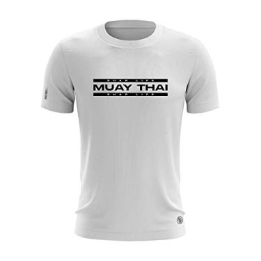 Imagem de Camiseta Treino Artes Marciais Academia Muay Thai Corrida Cor:Branco;Tamanho:GG