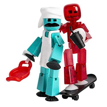 Imagem de Zing Stikbot Chef and Lifestyle Dual Action Pack - Includes 2 Stikbots and Lots of Cool Accessories in Eco Friendly Packaging (Pack A - Blue & Red)