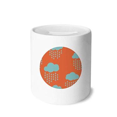 Imagem de DIYthinker Caixa de moedas de cerâmica para cofrinho com estampa de chuva e gotejamento laranja