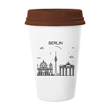 Imagem de Caneca de arquitetura alemã Berlim Berlim vidro bebendo cerâmica copo tampa