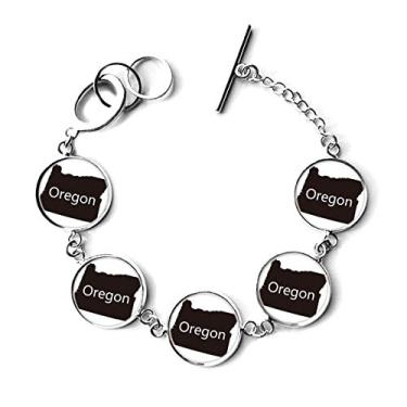 Imagem de DIYthinker Oregon, bracelete de corrente com mapa dos Estados Unidos da América