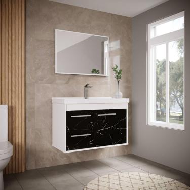 Imagem de Gabinete para Banheiro MDF 60cm com Cuba Potenza Riverzza Preto