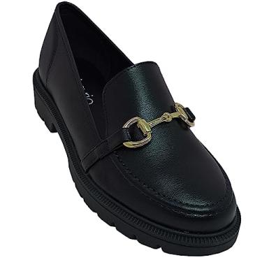 Imagem de Sapato Feminino Beira Rio Mocassim Tratorado Recortes Fivela Preto 39