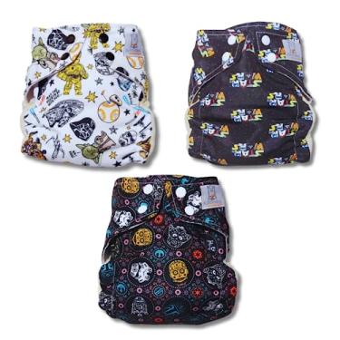 Imagem de Kit Fralda de Pano Ecológica AURORINHA SUSTENTÁVEL Pocket Coleção Star Wars Tamanho Único 4kg/18kg